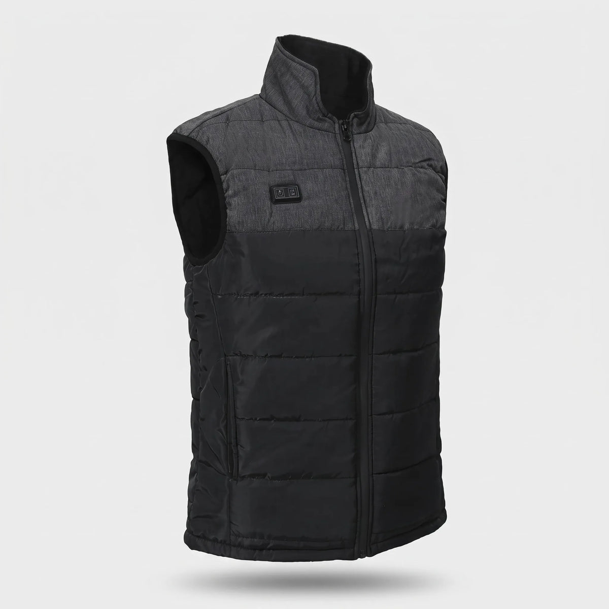 Veste chauffante sans manche homme gris chiné et noir