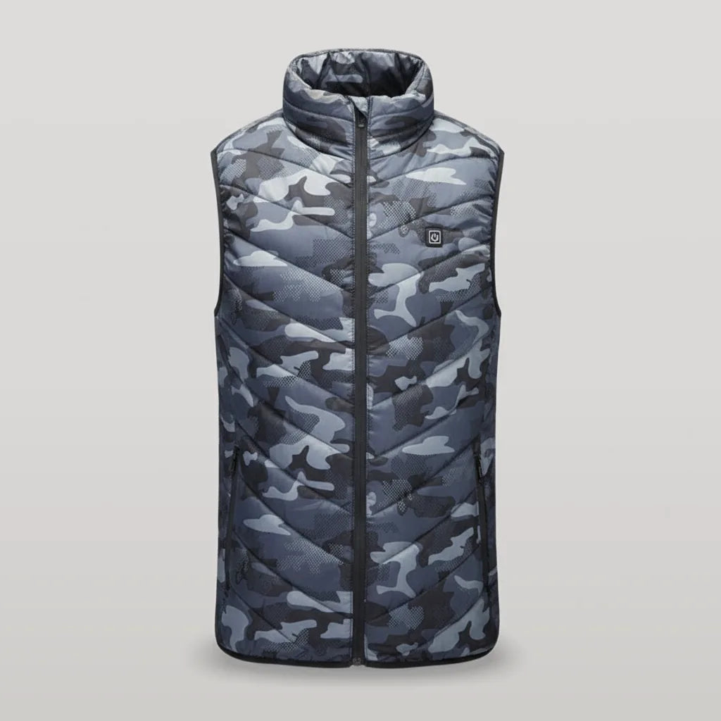 Gilet chauffant camouflage seul sur fond gris