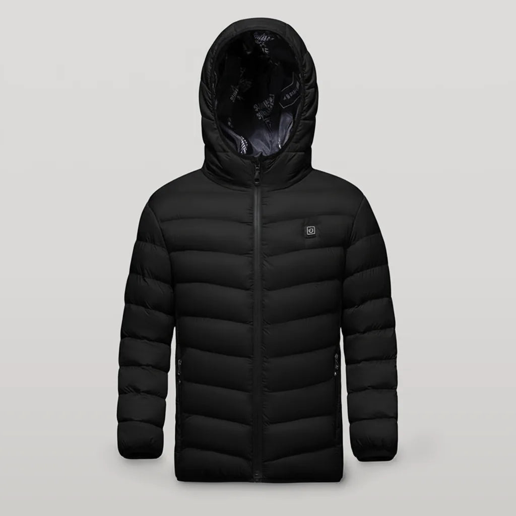 Veste chauffante enfant noire seule sur fond gris