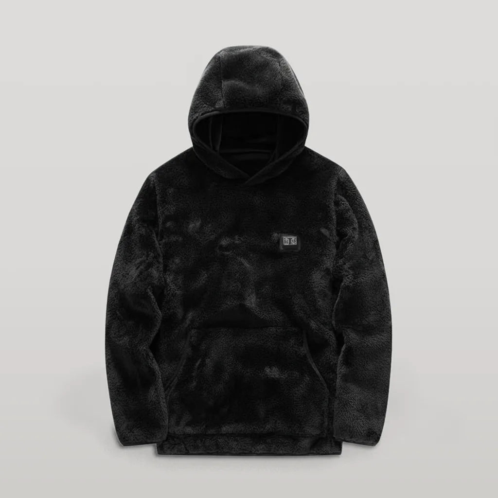 Sweat à capuche chauffant noir seul sur fond gris
