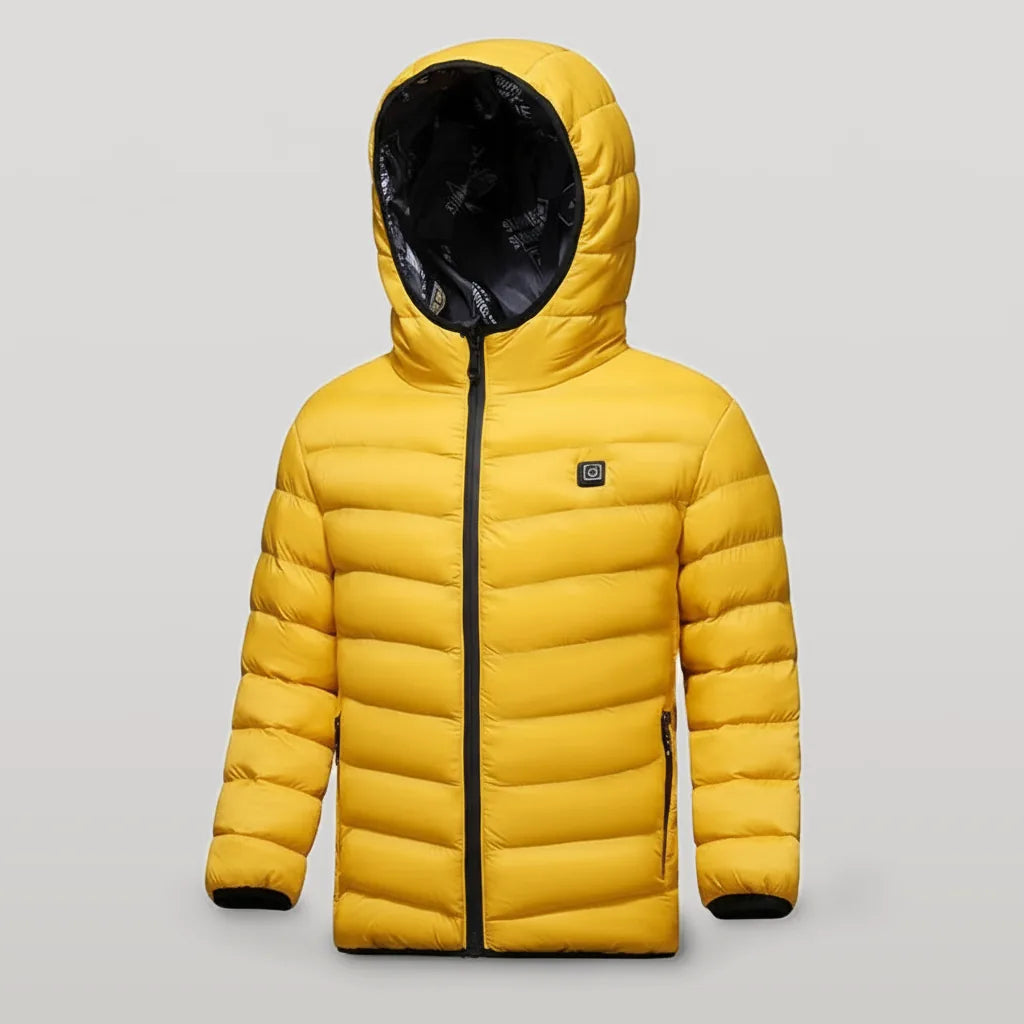Veste chauffante enfant jaune à capuche