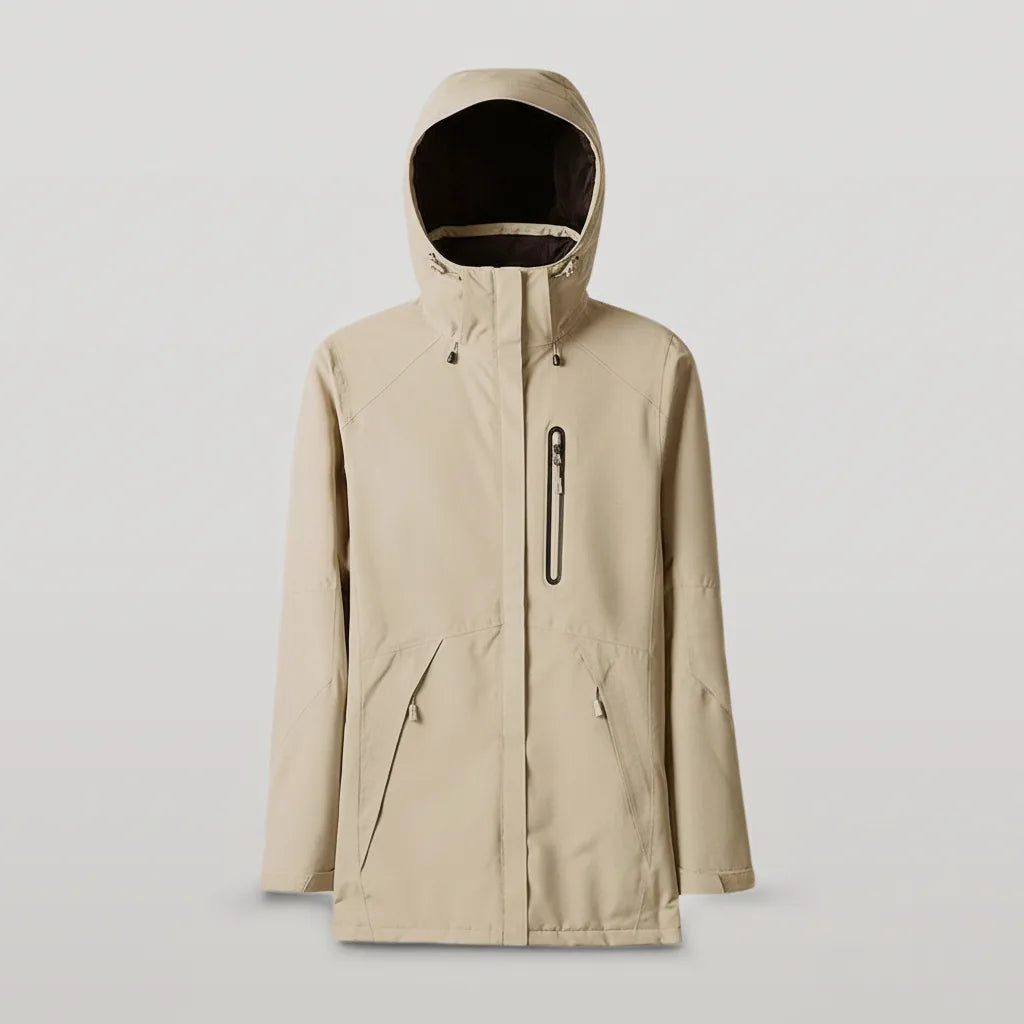 Manteau chauffant femme beige à capuche seul