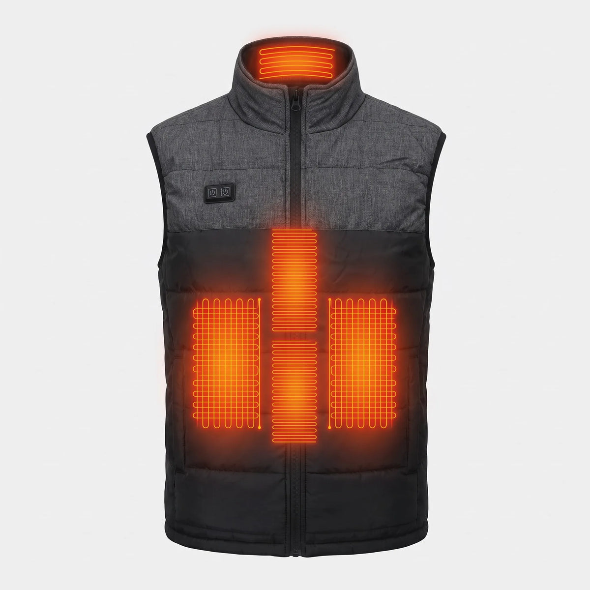 Zones chauffantes de la veste chauffante sans manche